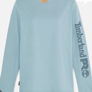 Timberland PRO Long-Sleeve Tee in Pale Aqua with Sleeve Logo